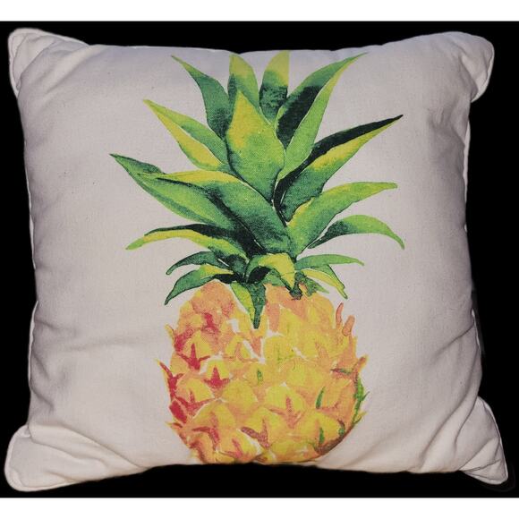 Throw Pillow Pineapple Off White Outside/Inside Decorative Approx 18x18" - Picture 1 of 8
